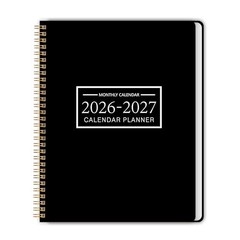 Monthly Planner Jan 2026 – Dec 2027, Monthly A4 (Jan 2026 – Dec 2027) Black