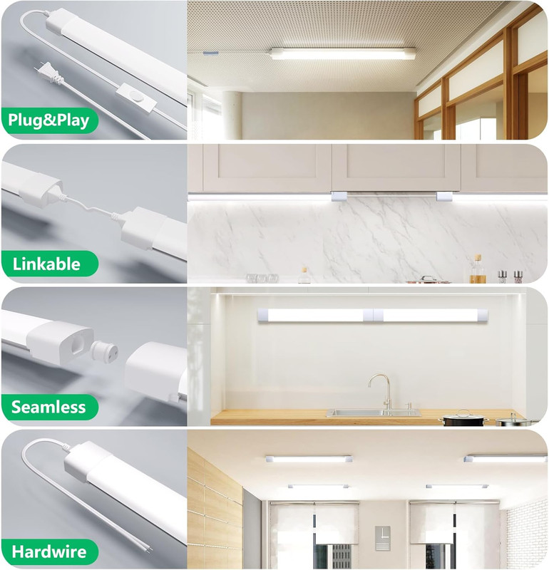 Plug in Light Fixture, 4FT Linkable 5000K Plug-in Ceiling Lights for Shop Garage gallery