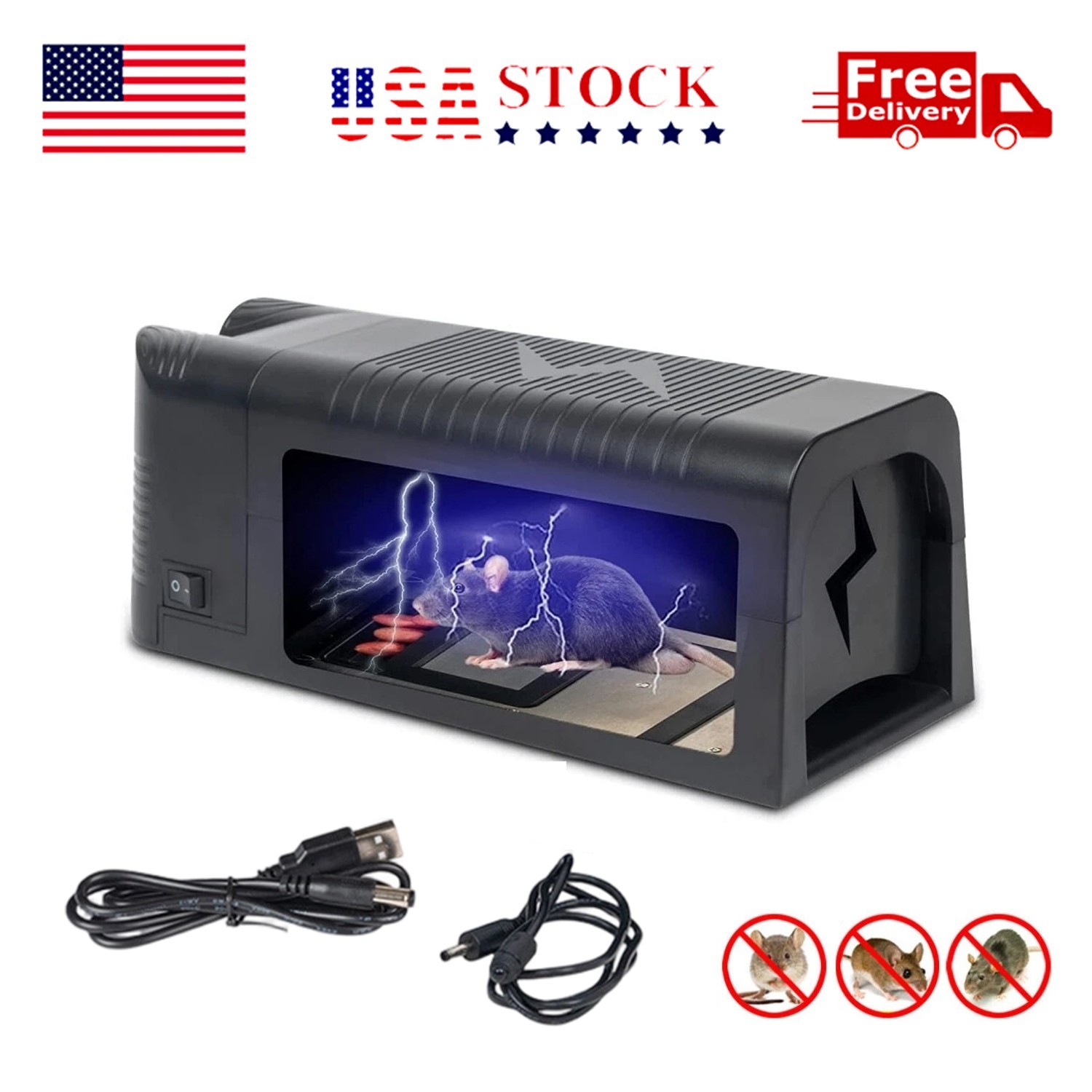 Upgraded Electronic Mouse Trap Control Kill Big Rat Pest Electric Rodent Zapper gallery