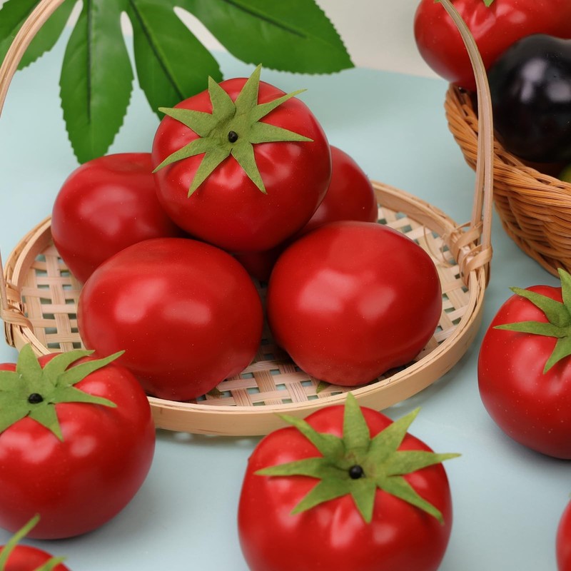 Artificial Simulation Tomato 6 PCS Fake Fruit Vegetable for Home Kitchen gallery