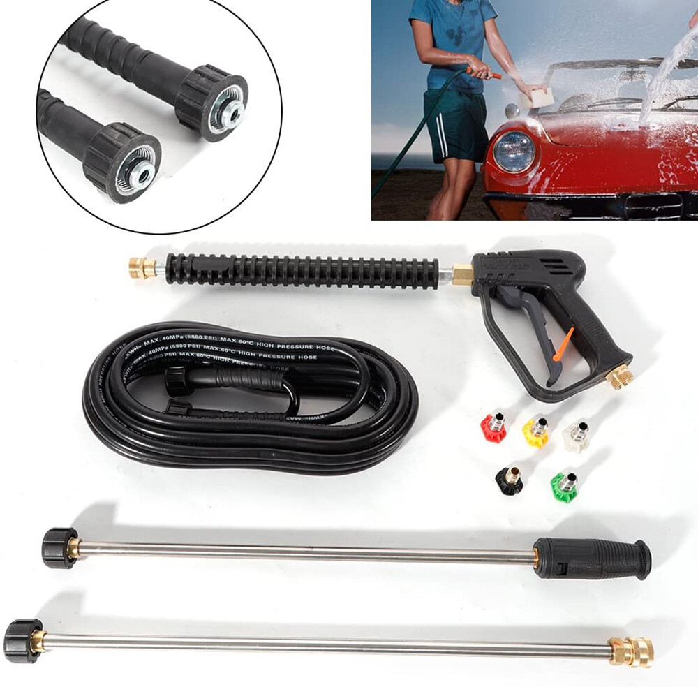 4000PSI High Pressure Power Washer Spray Gun Wand Lance Nozzle Tips Hose Kit M22 gallery