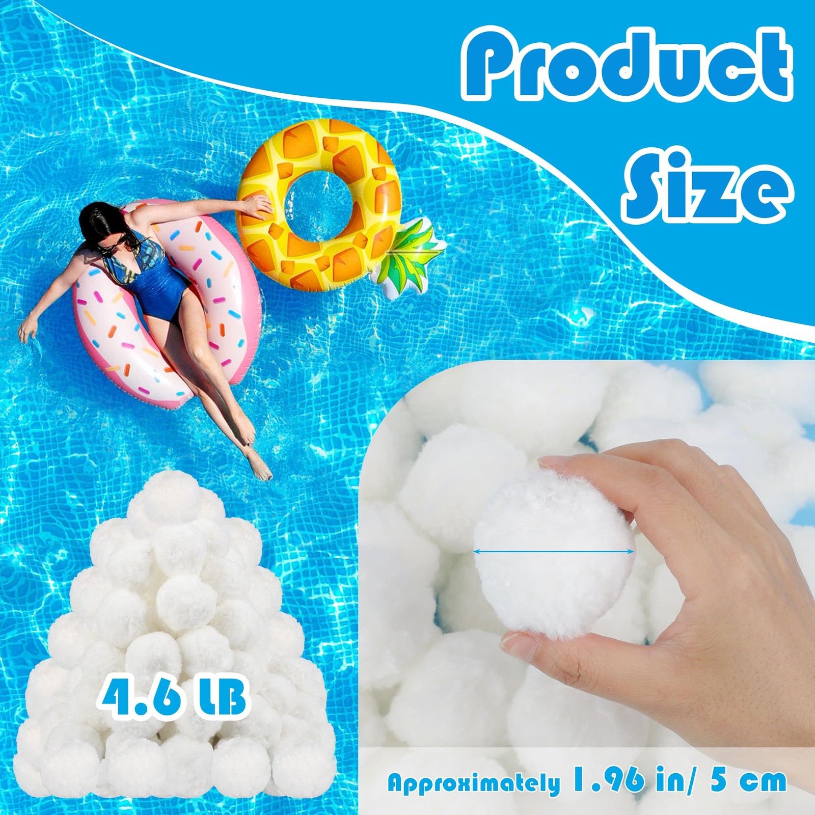 1.5 LB/ 3.1 LB Pool Filter Balls for Sand Pump, Reusable white gallery