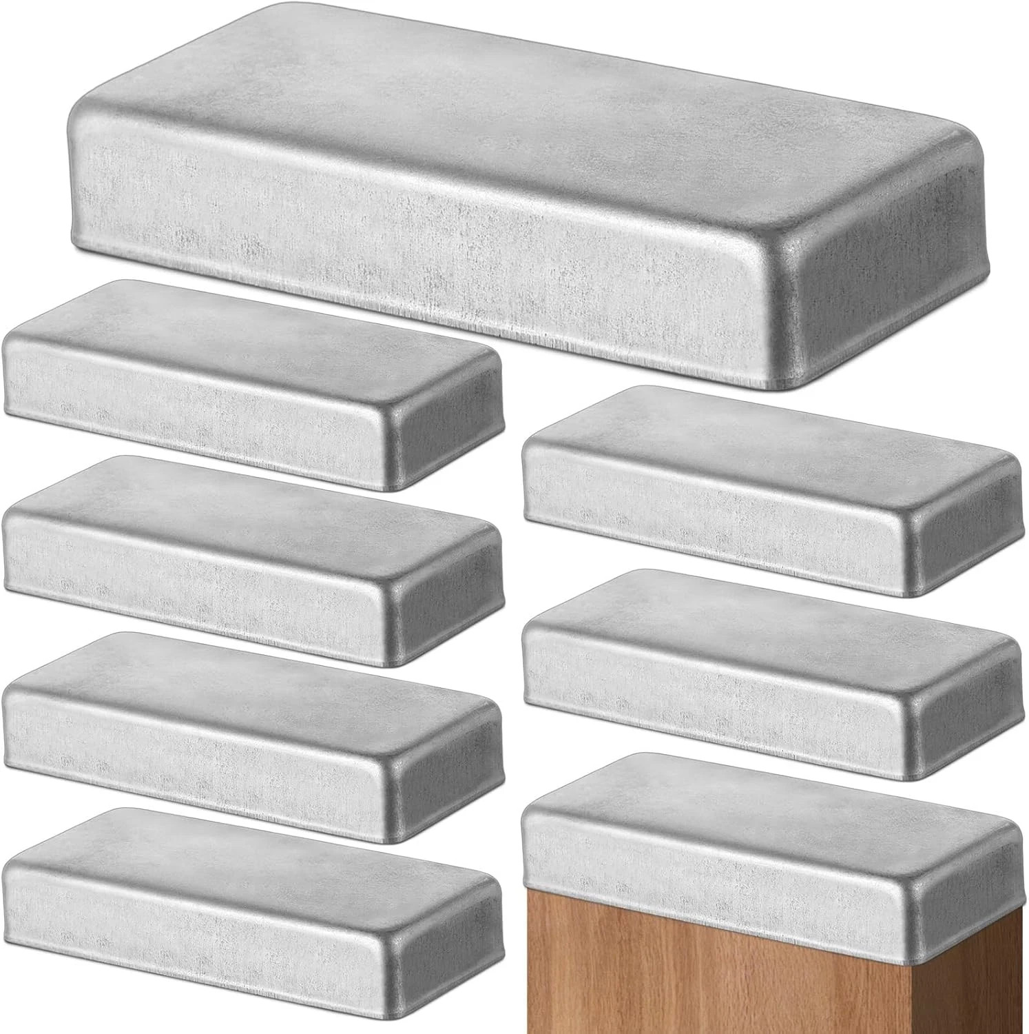 8 Pcs 2 X 4 Inches Galvanized Fence Post Caps For True 1-1/2" X 3-1/2" (Silver) gallery