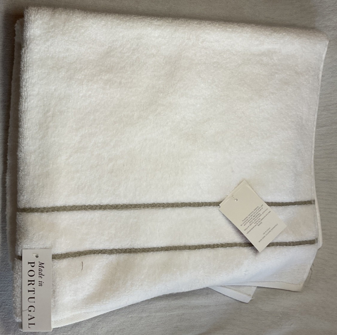 Felpinter White GRAY STRIPES Bath Towel 30x52 Portugal 100% COTTON NWT gallery