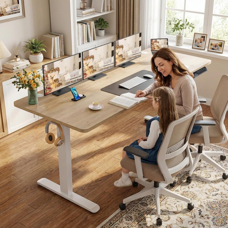Electric Standing Desk Height Adjustable Computer Ergonomic Table w/Mouse Pad DE gallery