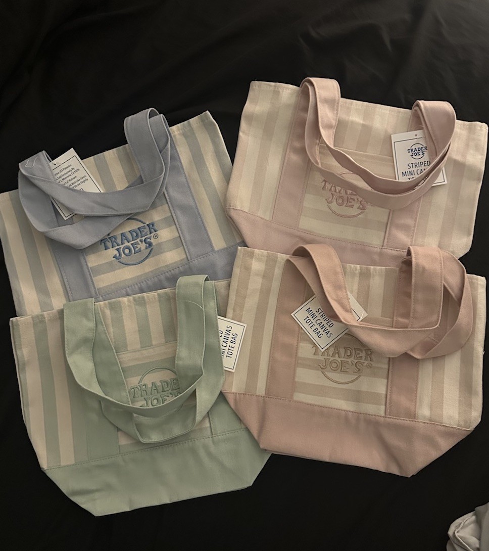 Trader Joe’s Mini Pastel Stripe Canvas Tote Bag Limited Edition Set Of 4 2026 gallery