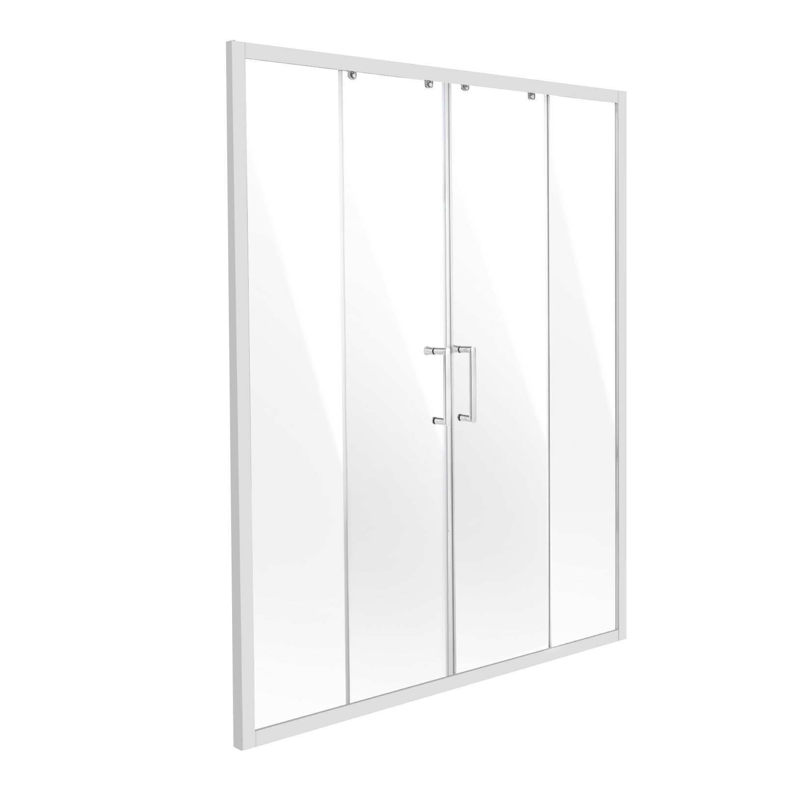 Uimoso Semi-Frameless Double Sliding Shower Door Tempered Glass, 1/4 in, Chrome gallery