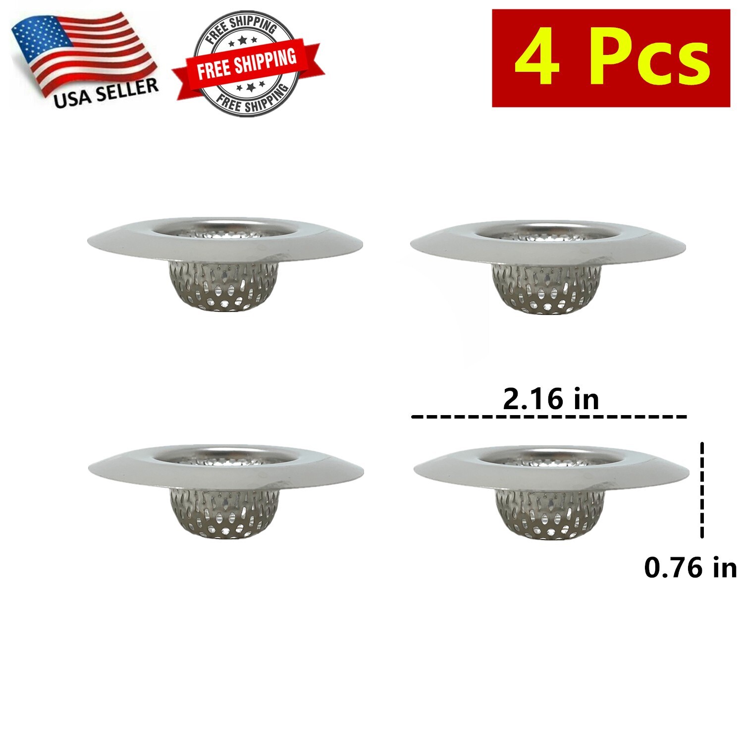 4 Pcs 2.16in Mesh Kitchen Sink Strainer Stainless Steel Filter Drain Strainer gallery