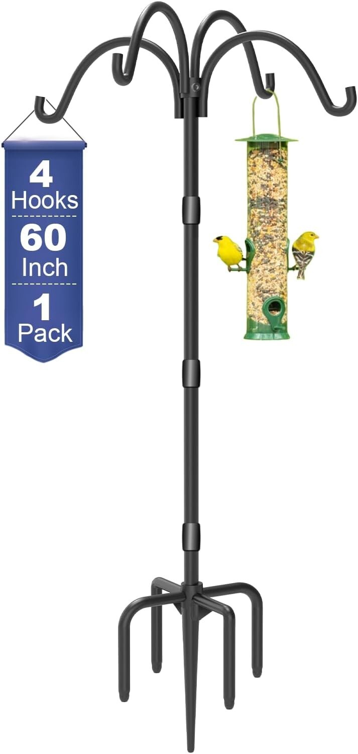 Upgrade 4-Hook Shepherds Hooks for Outdoor with Plastic Tube, 60" Heavy Duty Bir gallery