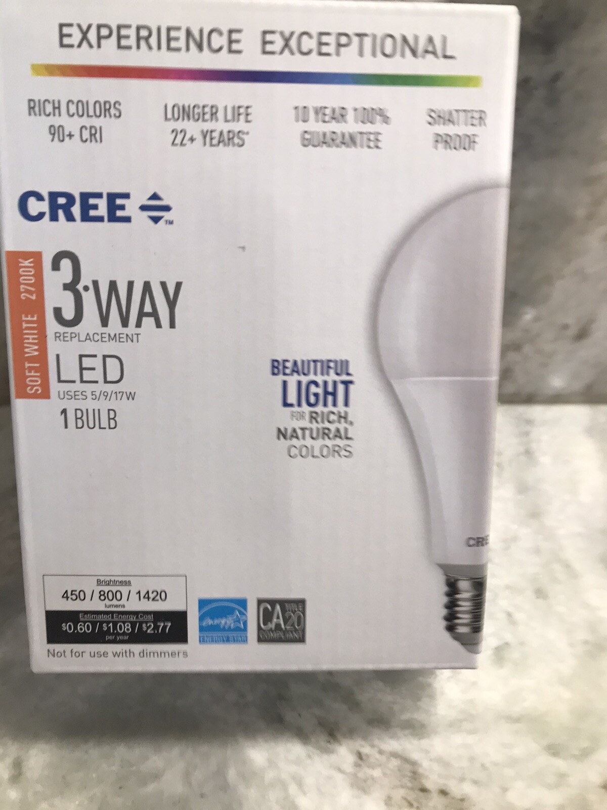 Cree 40W 60W 100W Equivalent Soft White (2700K) 3-Way Light LED. gallery