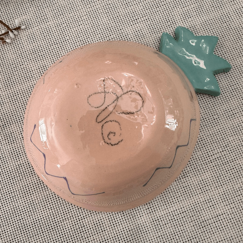 Susan Painter Pineapple Shaped Serving Dish Bowl Handpainted Eclectic Rare gallery
