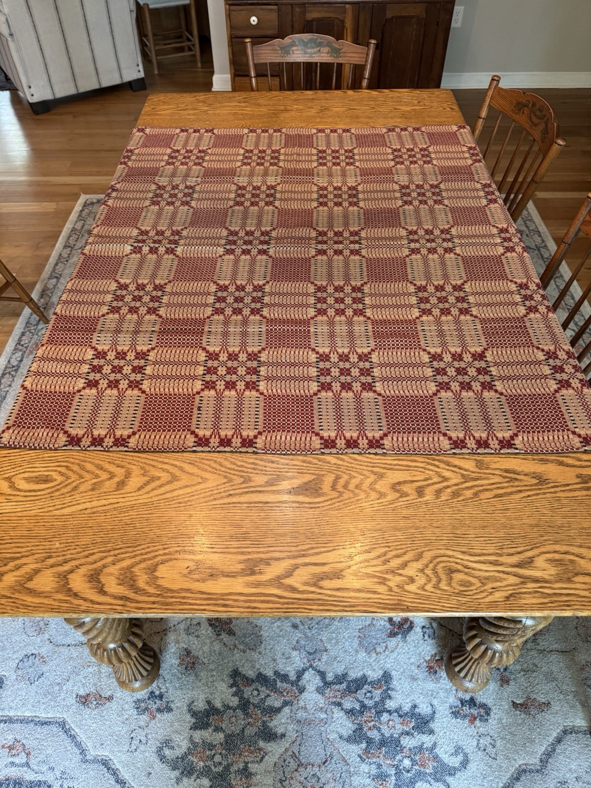 Primitive Farmhouse Red Tan Table Square Tablecloth 50” X 52” gallery
