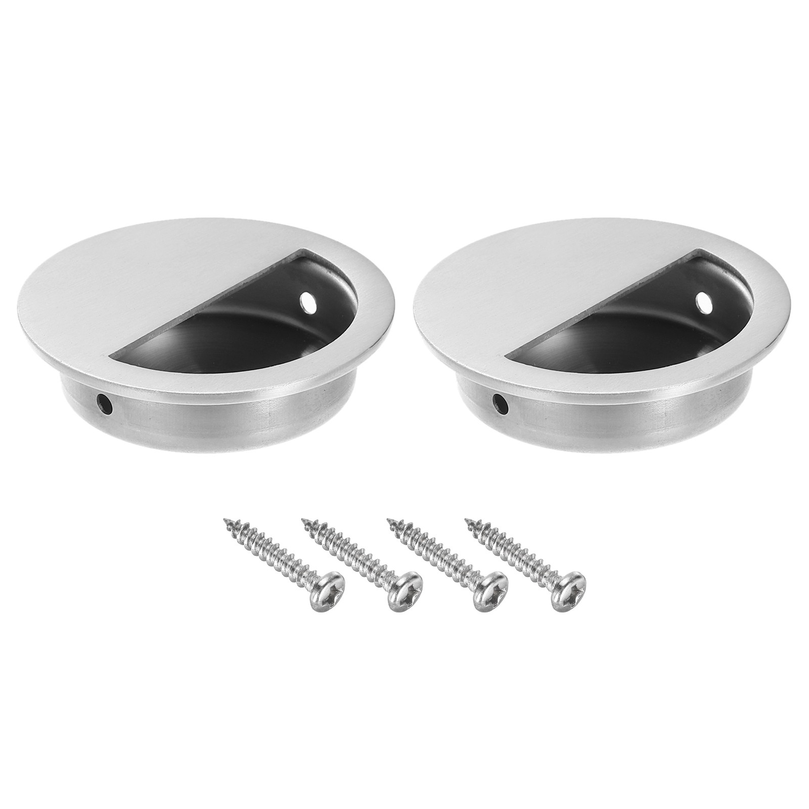 2 Pcs Recessed Door Handles 2in Dia Round Hidden Concealed Door Pulls Silver gallery