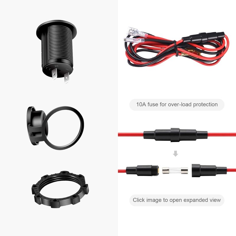 Durable Cigarette Lighter Socket with Fuse Protection - Ideal for Cars & ATV gallery