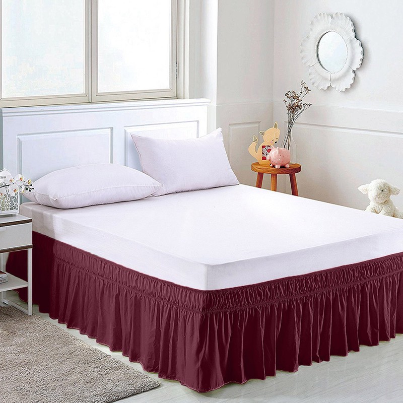Wrap Around Bed Skirts Drop Solid Color Elastic Bed Skirt Queen King Full Dust gallery