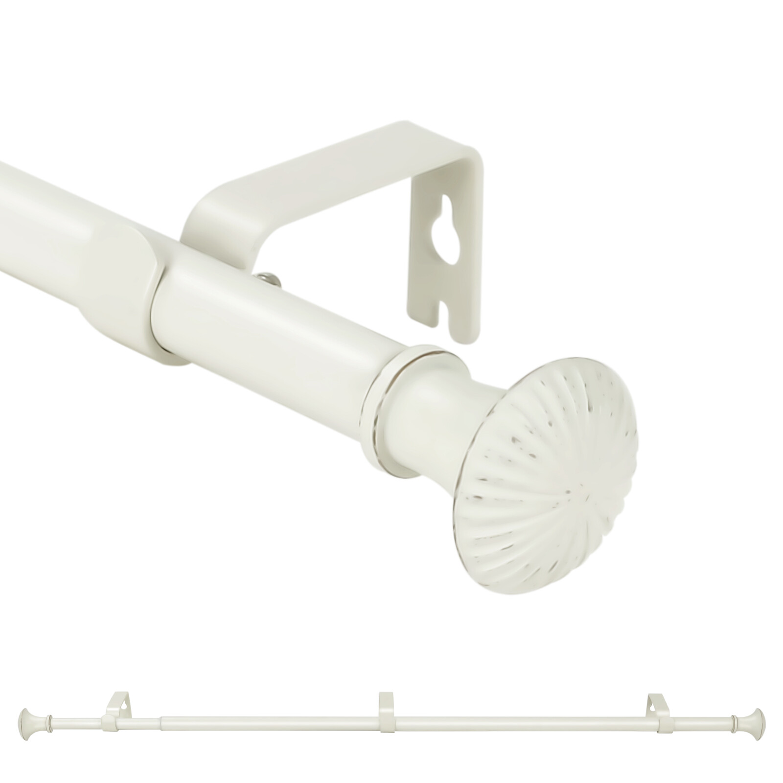 5/8" Telescoping Single Curtain Rods w/ Trumpet Finial, 28"-48"/48"-84"/84"-120" gallery