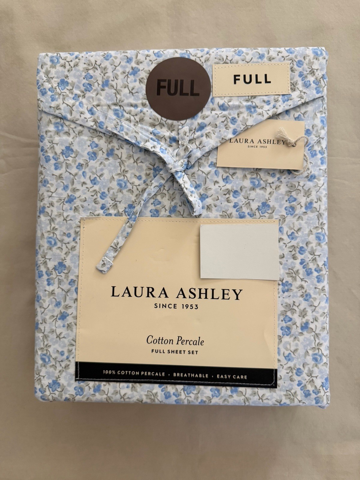 NEW 4pc Laura Ashley Full Sheet Set Cottage Petite Floral EMOGENE Blue & Greys gallery