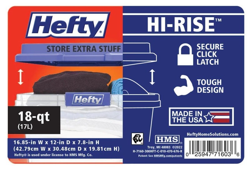 Hefty 18 Quart Clear Storage Bin With Blue Hi Rise Lid FREE SHIPPING gallery