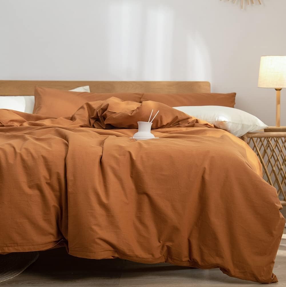 Caramel Pumpkin Duvet Cover Set Queen Size 3pcs Burnt Orange Duvet Covers Mod... gallery