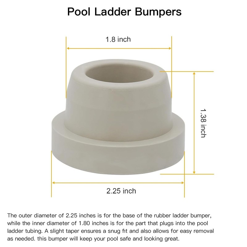 Pool Ladder Bumpers Inground Replace Rubber End Plugs 1.90 Inch White 2 Pack gallery