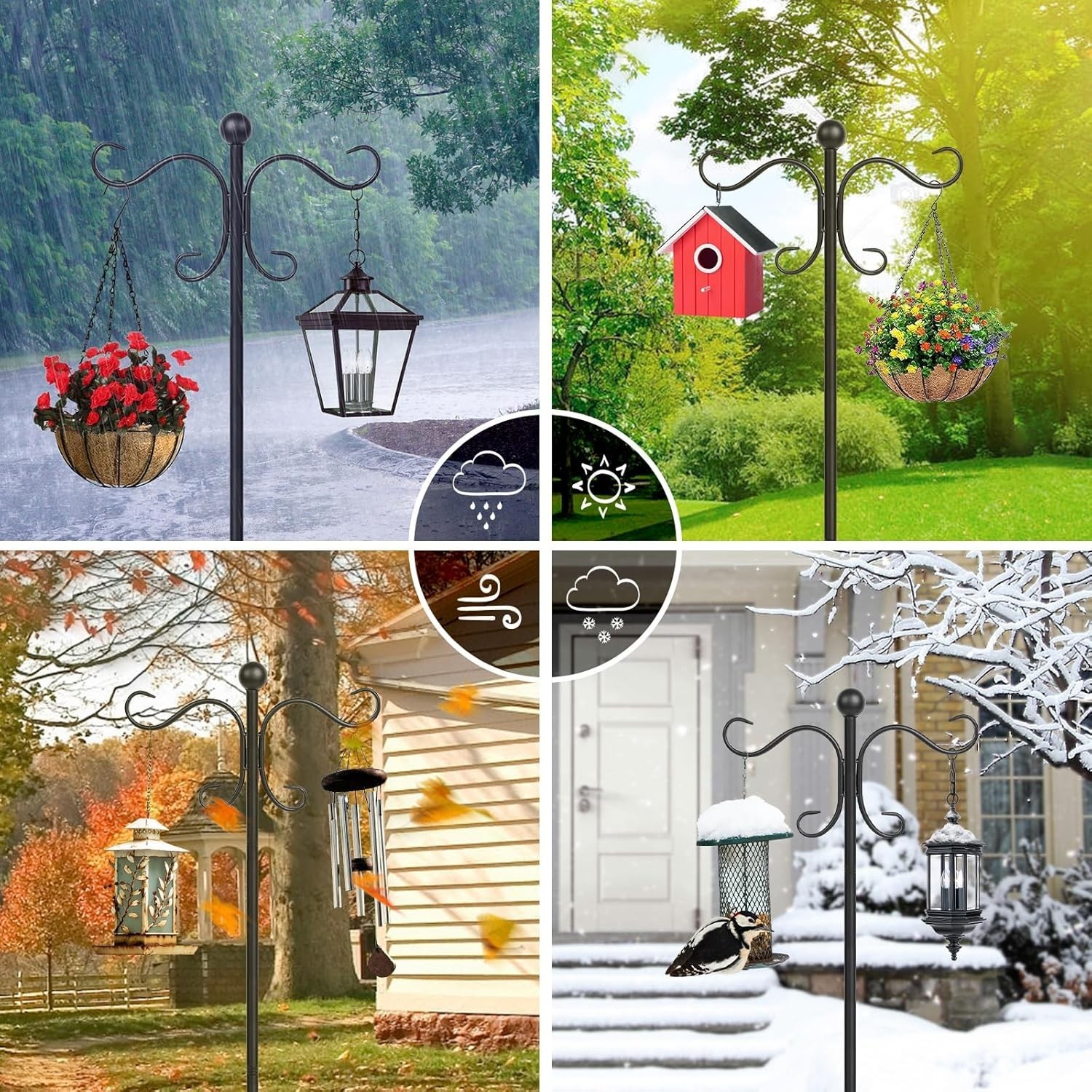 76 Inch Adjustable Double Shepherds Hooks for Garden Bird Feeders and Decor gallery