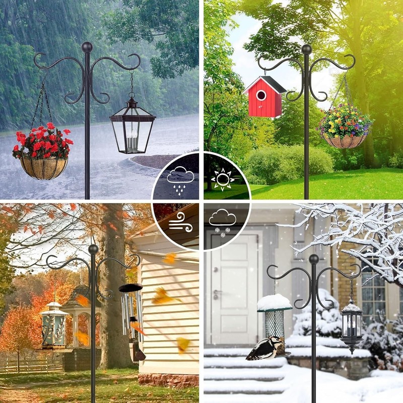 76 Inch Adjustable Double Shepherds Hooks for Garden Bird Feeders and Decor gallery