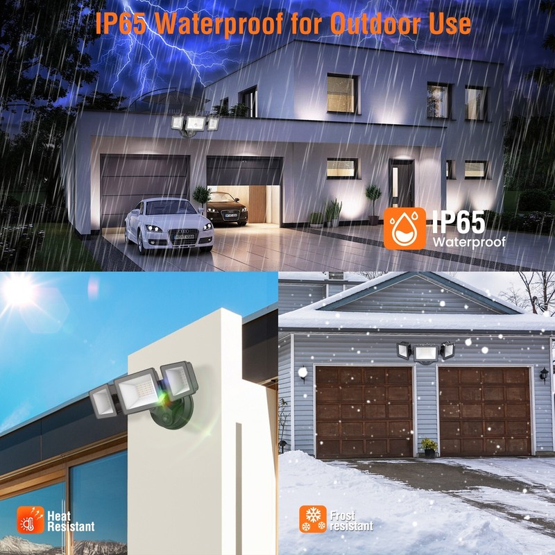 4000lm LED 3 Head Security Outdoor Light Dusk to Down 3CCT IP65 Sensor Lamp gallery