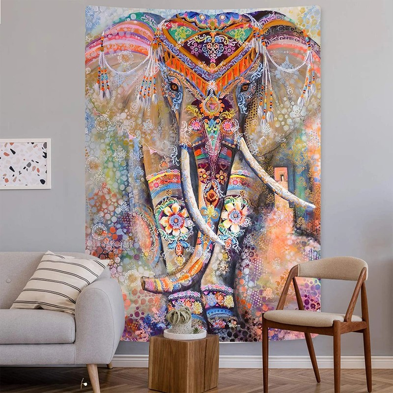 Mandala Pattern Indian Tapestry Wall Hanging Decor Bohemian Art Psychedelic Elep gallery