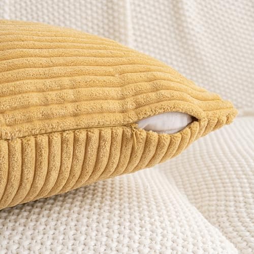 Corduroy Patchwork Throw Pillow Covers 18" x 18" (Pack of 2) Mustard Yellow gallery
