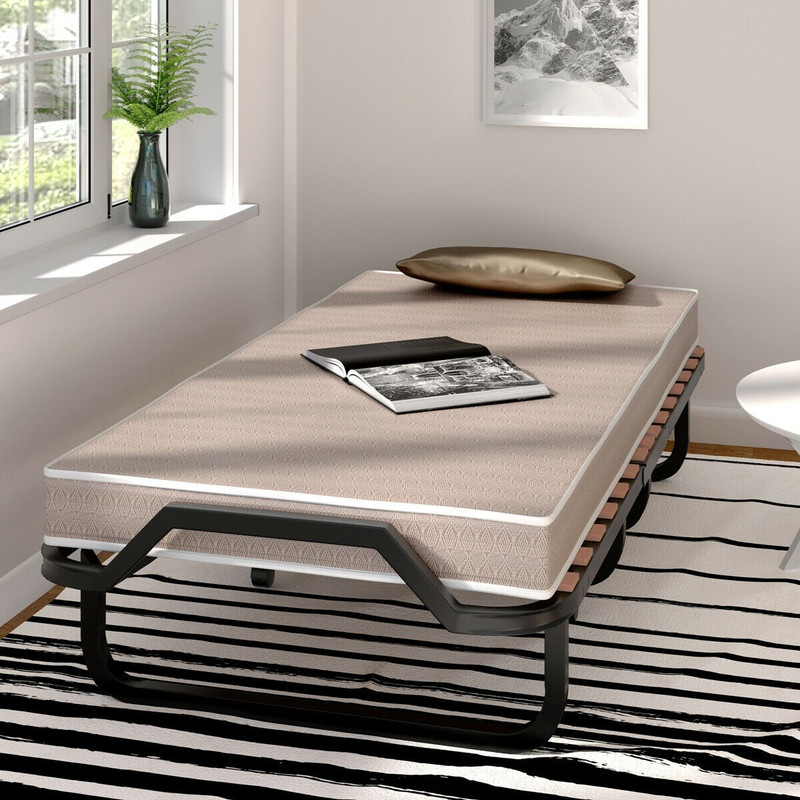 Folding Bed & 4" Memory Foam Mattress Rollaway Metal Bed Sleeper Compact Bedroom gallery