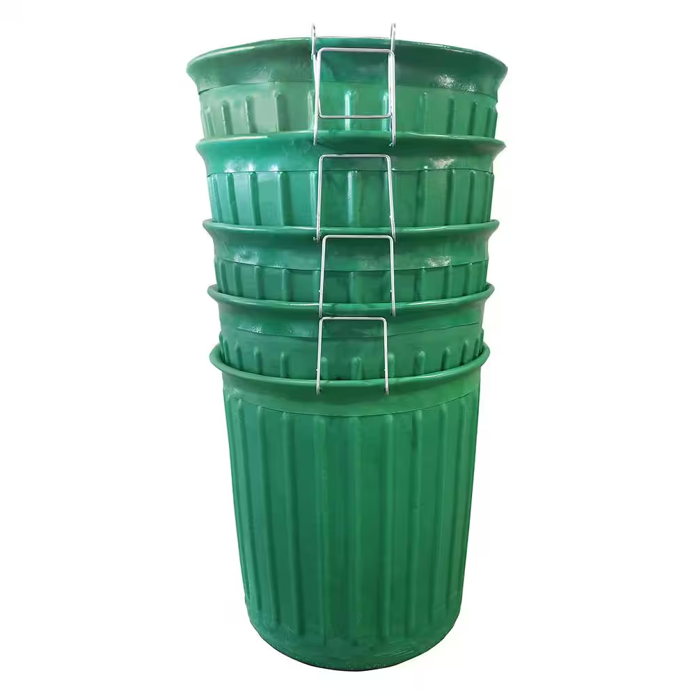 60 Gal. Green round Carry Barrel Trash Can (5-Pack) gallery