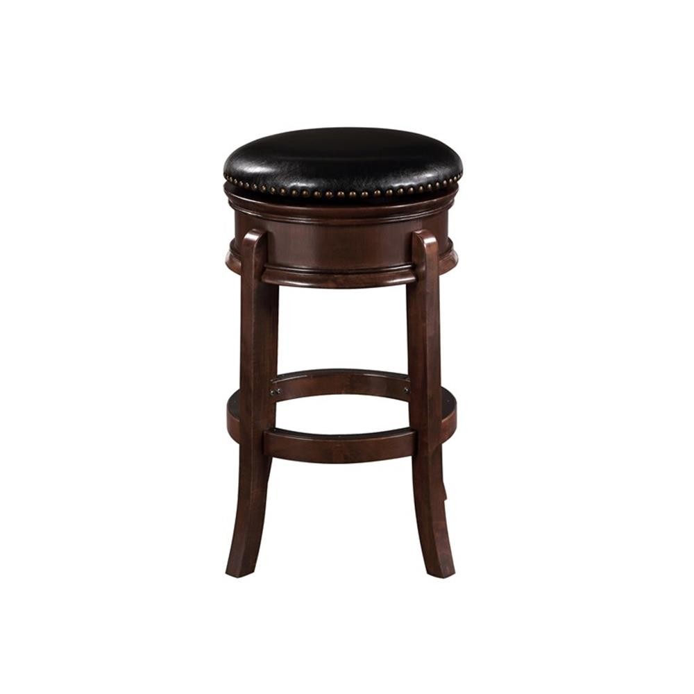 Pemberly Row Hardwood Swivel Bar Stool with Brass Nailhead Trim in Cappuccino gallery