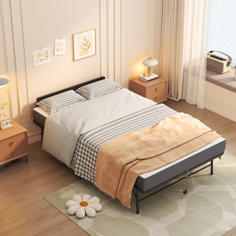 75"x46" Wide Folding Bed with Adjustable Headboard, Extra Long Rollaway Bed gallery