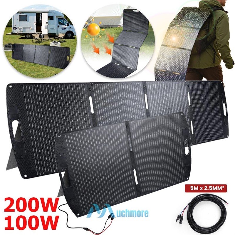 200W 100W Foldable Solar Panel with Adjustable Kickstand For Camping RV Off-Grid gallery