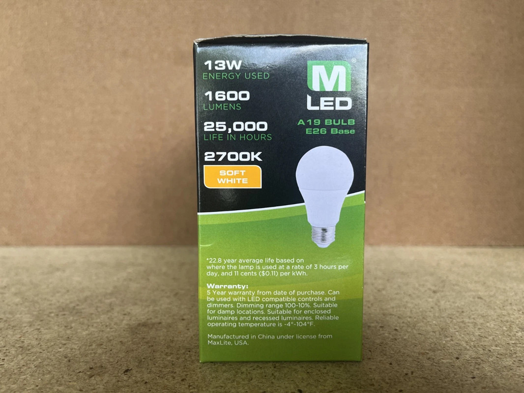 4 Pack Maxlite 13W LED Bulb = 100 watt replace A19 Soft White 2700K LED Light gallery