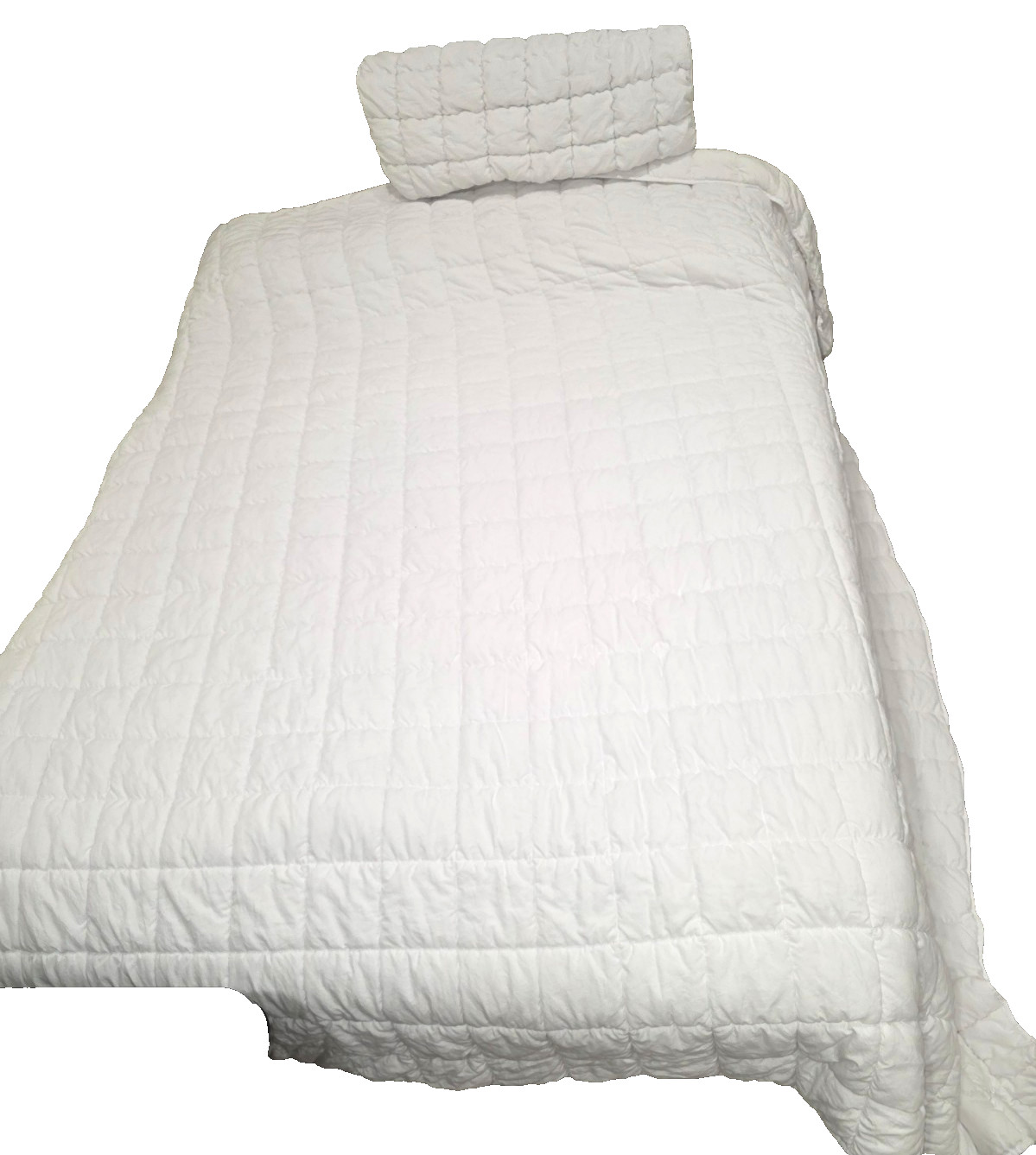 Laurel 2-piece Puff Comforter Set - White - King Size - 1 Comforter 1 Sham USED gallery