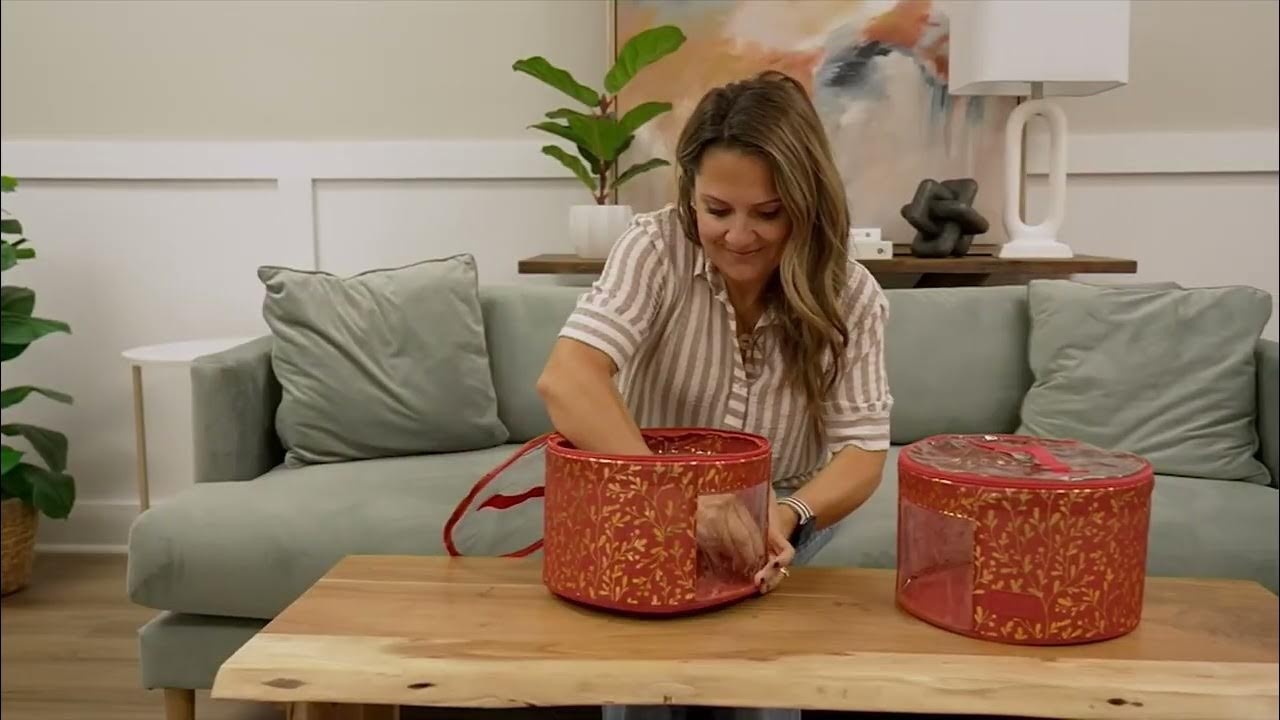 Periea Set of 2 Small Rounds Storage Container with Carrying Handles Red Berry gallery