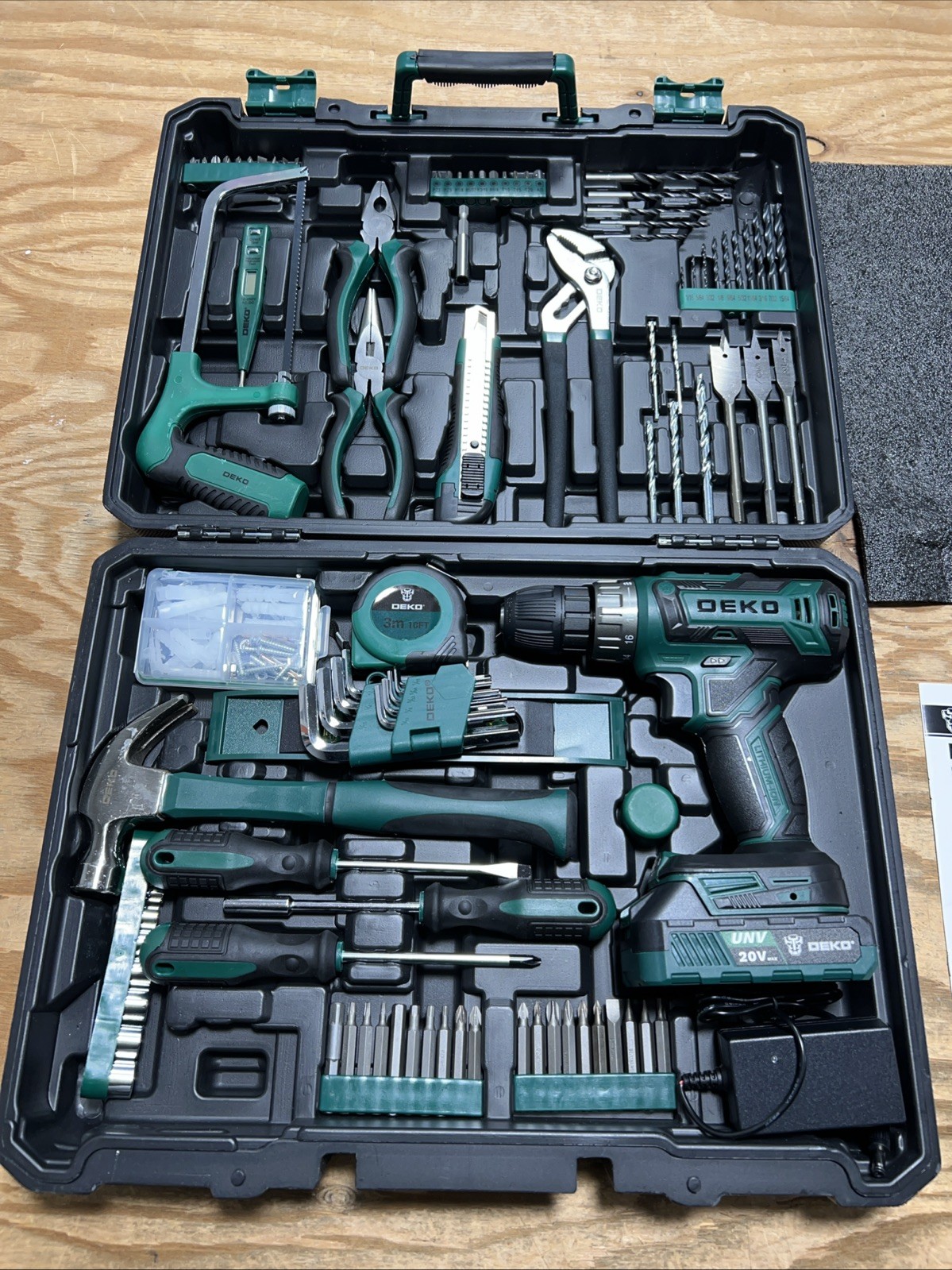 Green Drill Tool Kit Set:20V Cordless Power Drill Tool Box with Battery Electric gallery