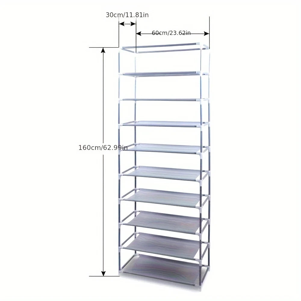 Shoe Rack 10 Layers 9 Shelf Shoes Standing Cabinet Storage Organizer Dustproof gallery