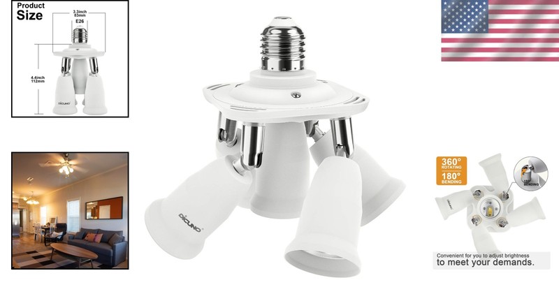 5-in-1 E26 Light Socket Splitter Adapter: Adjustable & Safe Lighting Solution gallery