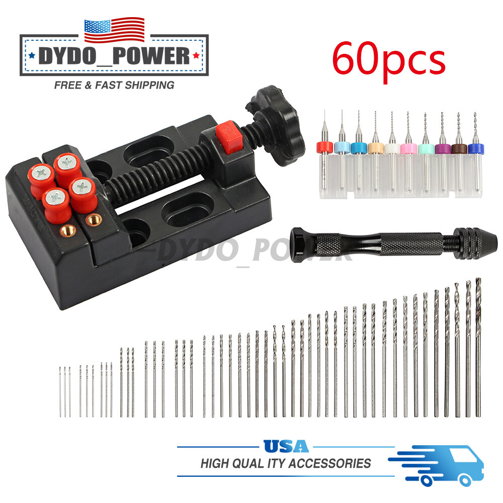 60X Mini Micro Hand Drill Bits Set Small Manual Keyless Chuck Pin Vise Rotary gallery