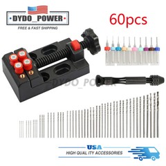 60X Mini Micro Hand Drill Bits Set Small Manual Keyless Chuck Pin Vise Rotary