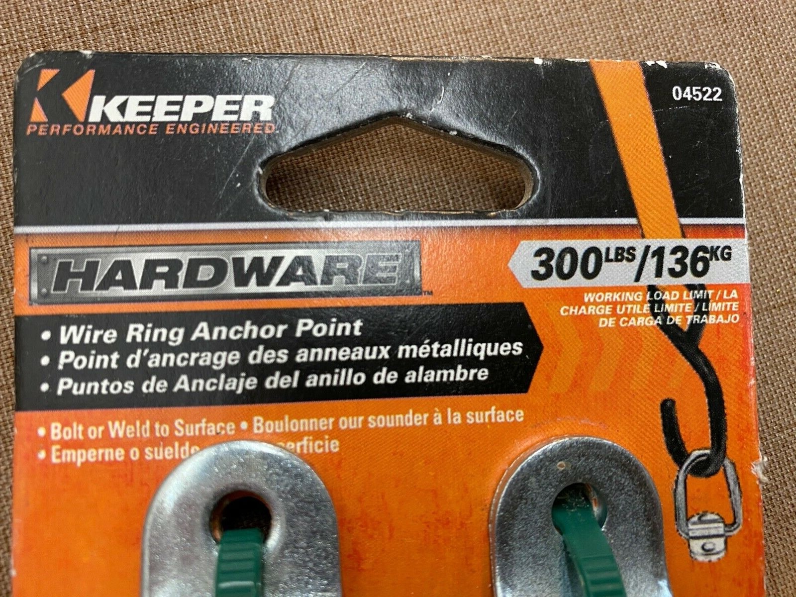 KEEPER 04522, 1 1/2" Wire Ring Anchor Point, 300Lbs/136Kg , 4 Pack, NOS gallery