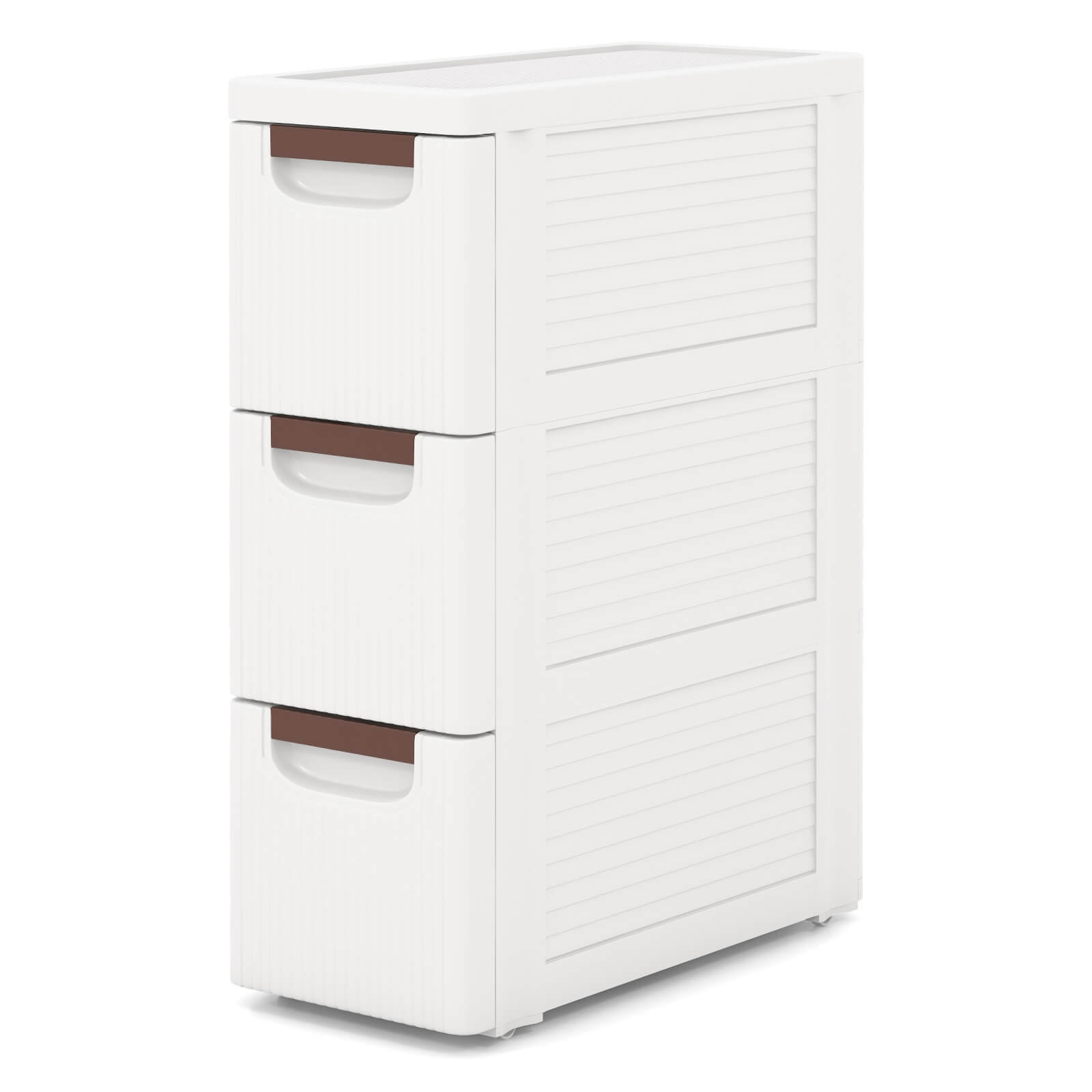 3-Drawer Narrow Rolling Storage Cabinet w/ Pull Handles Built-in Wheels gallery