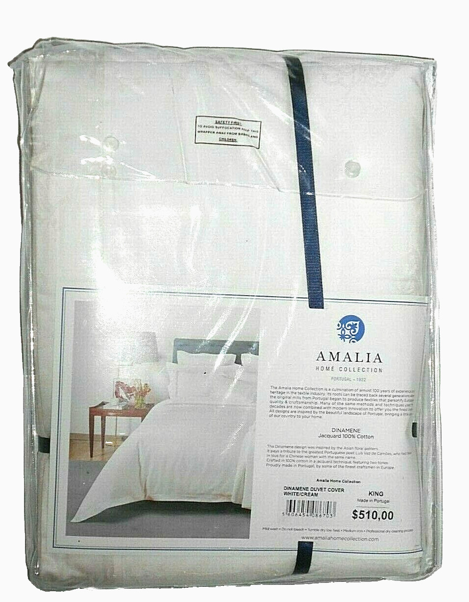 Amalia Home Collection Dinamene King Duvet Cover -White - retail $510 gallery