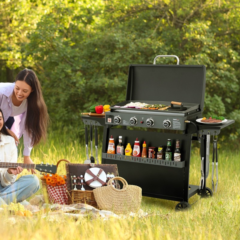 Royal Gourmet 4-Burner Tabletop Gas Griddle with Hood/Removable Standing Cart gallery