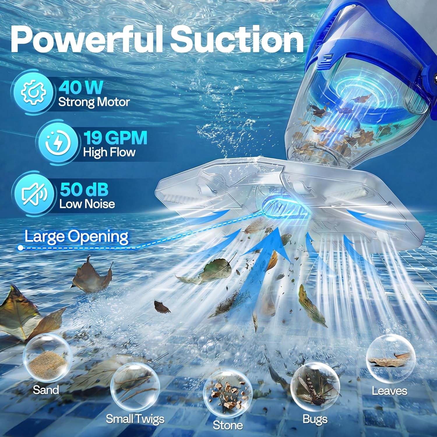 VIVOHOME 1140GPH Handheld Pool Vacuum Cordless 75min gallery
