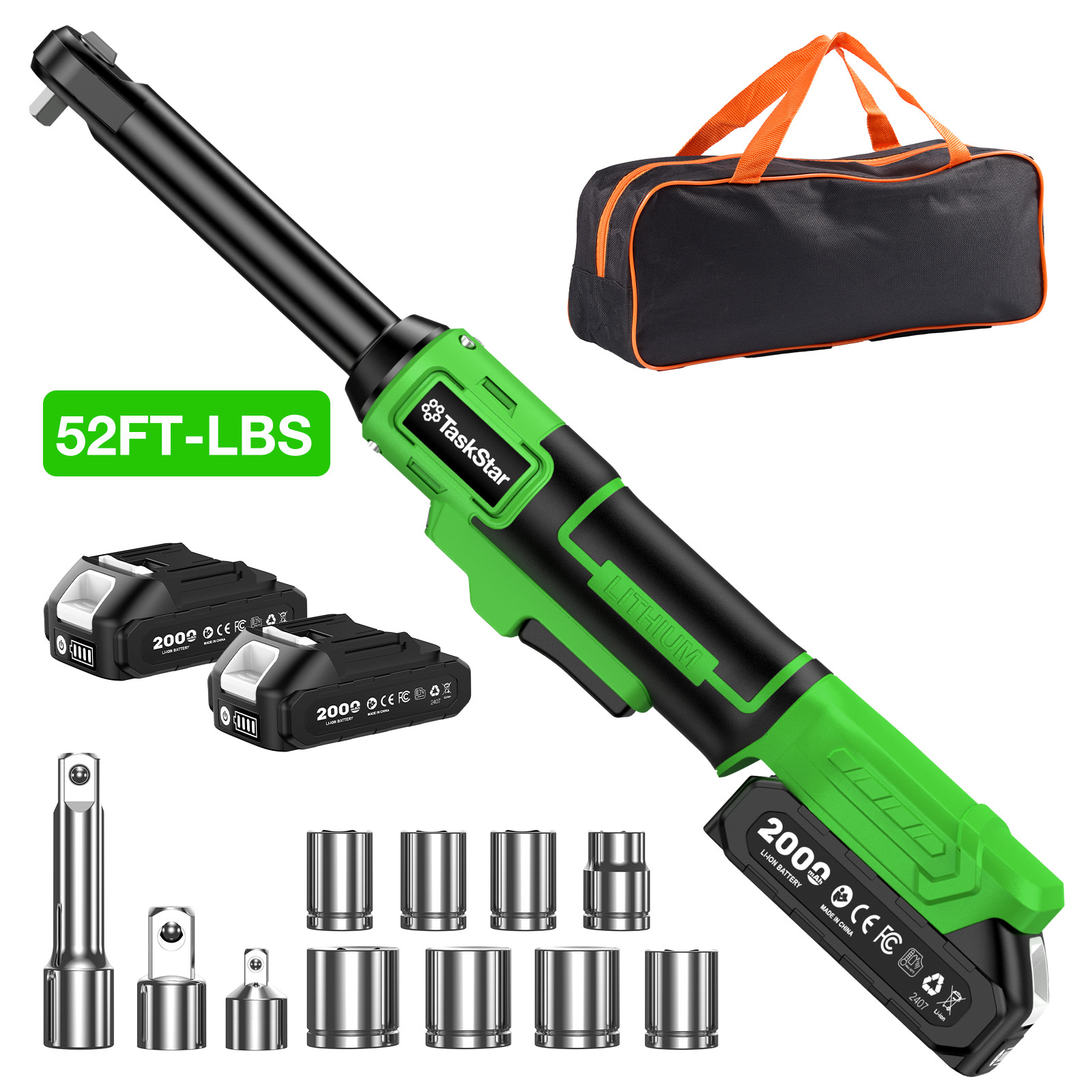 TaskStar 3/8" Extended Cordless Electric Ratchet Wrench 70N.M 52Ft-lbs Brushless gallery