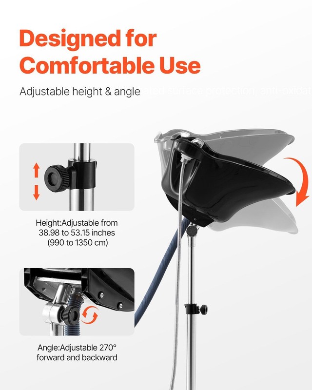 Adjustable Height&Angle Portable Shampoo Bowl with Drain Hose&Shower Head Black gallery