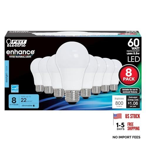 A19 LED Light Bulbs, 60W Equivalent, A19-60W (8 Pack) 5000k Daylight White gallery